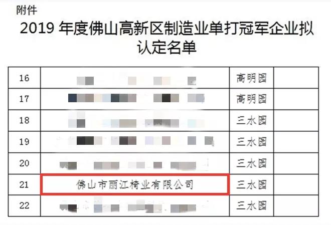 2019年度佛山高新区制造业单打冠军企业认定betway178必威betway88官网